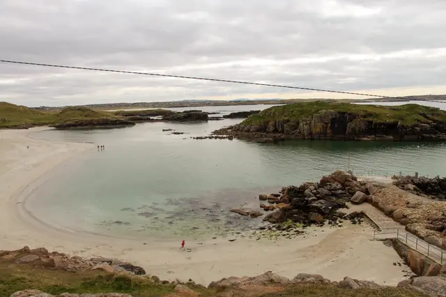 a beach with a body of water