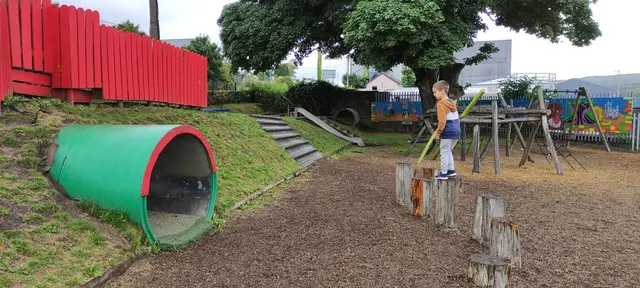 a child standing on a playground