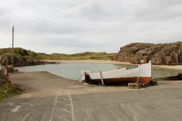 a boat on the shore