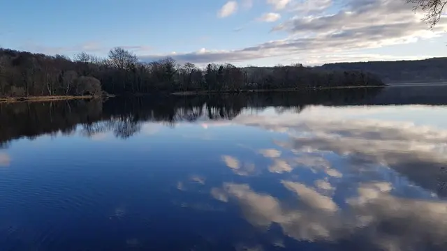 Glebe House view of Gartan Lake in winter