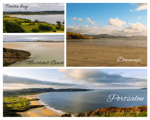 a collage of different views of a river