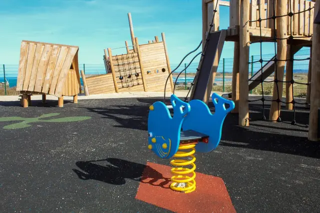 a playground with a slide