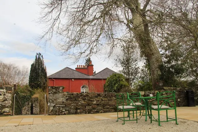 a table and chairs outside