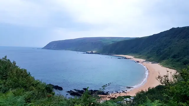 View of Kinnagoe Bay from the top of the hill