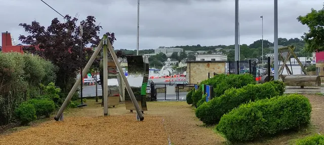 a playground with a slide
