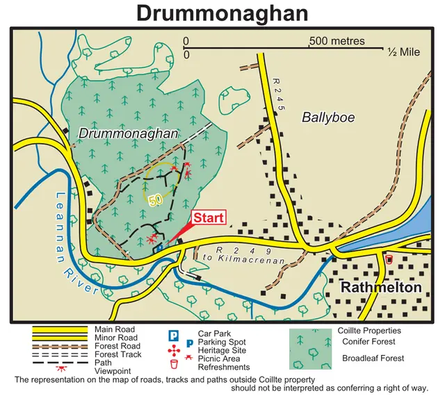 a map of Drummonaghan Woods, Ramelton, Donegal, Ireland